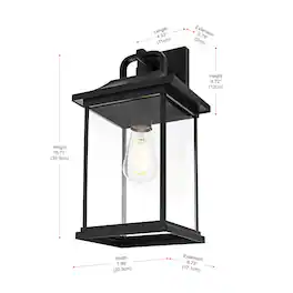Elegant Lighting - Saul 16 inch Outdoor Wall sconce in Black - Black And Clear