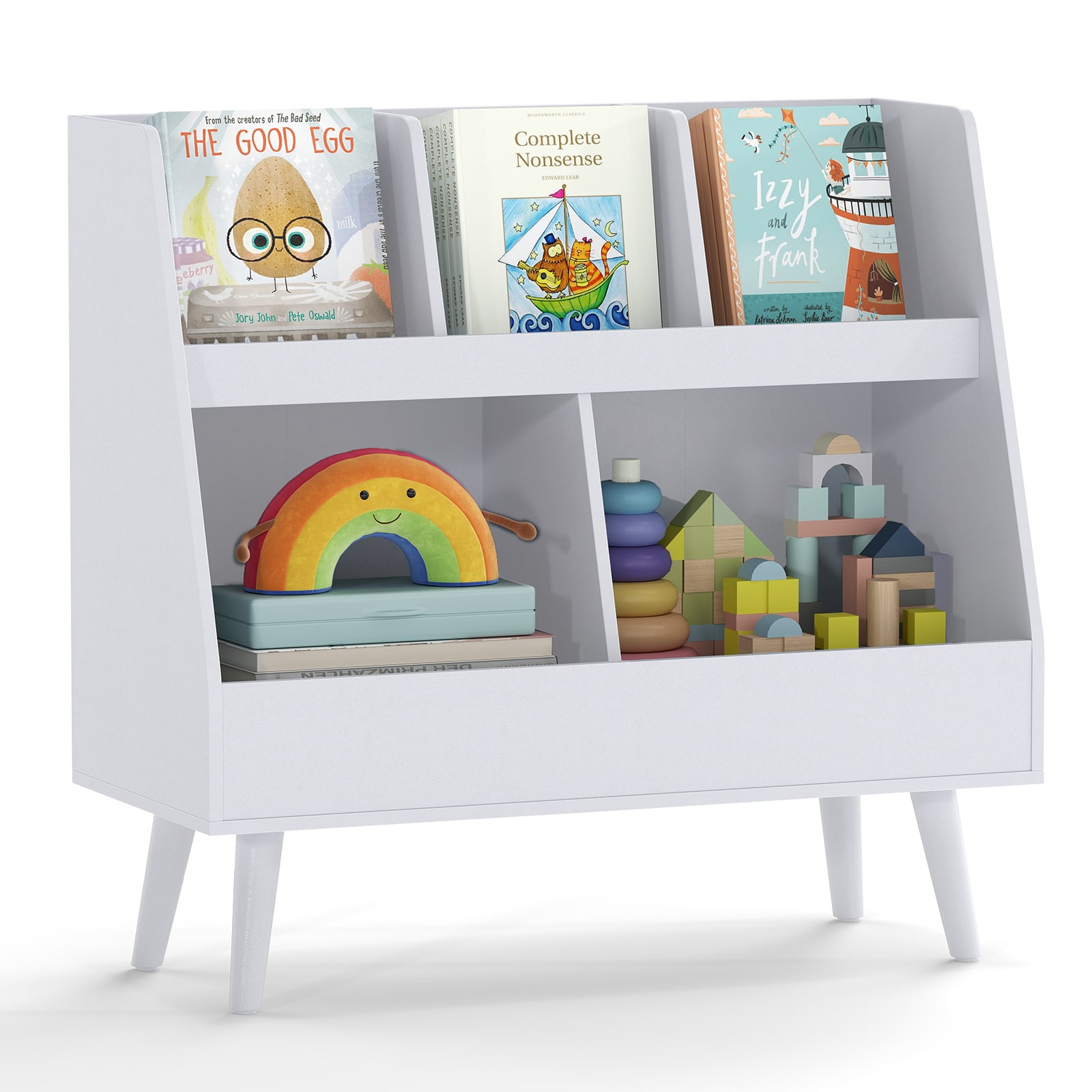 Costway - 5-Cube Kids Bookshelf and Toy Organizer Storage Bookcase with Plastic Legs - B-Gray price history on PriceWatchPro