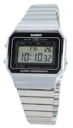Casio - Youth Digital A700W-1A A700W-1 Alarm Quartz Men's Watch - Silver