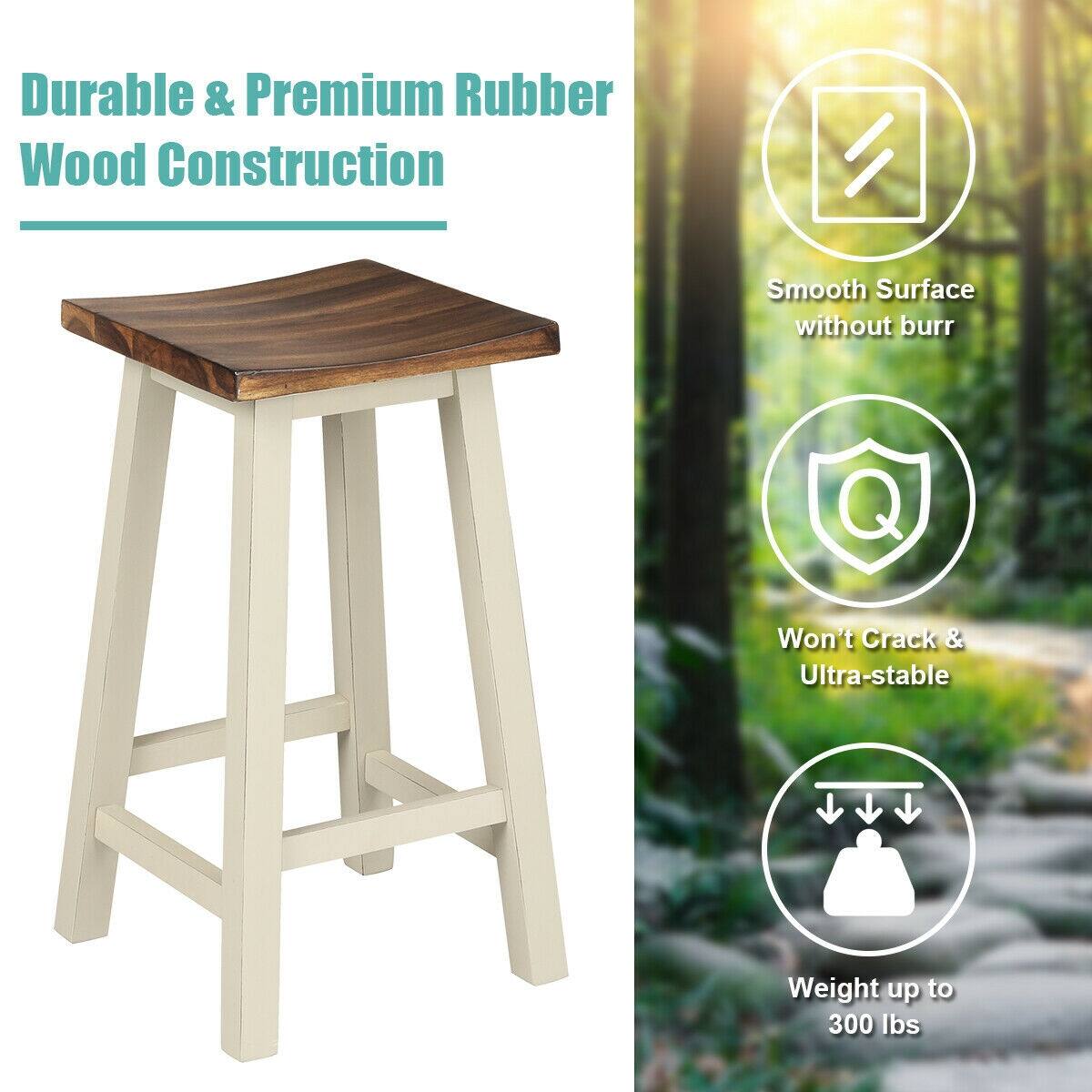 Durable & Premium Rubber Wood Construction, Smooth Surface without burr, Won't Crack & Ultra-stable, Weight up to 300 lbs
