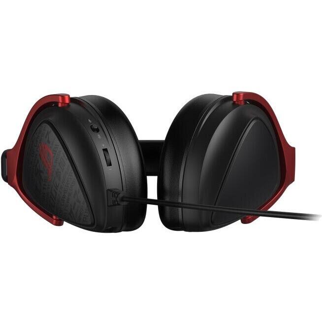 Alt View 4. ASUS - ASUS ROG Delta S Core Gaming Headset (Lightweight, 7.1 Sound, 50mm Drivers, Discord Mic, 3.5mm) - Black - Red.