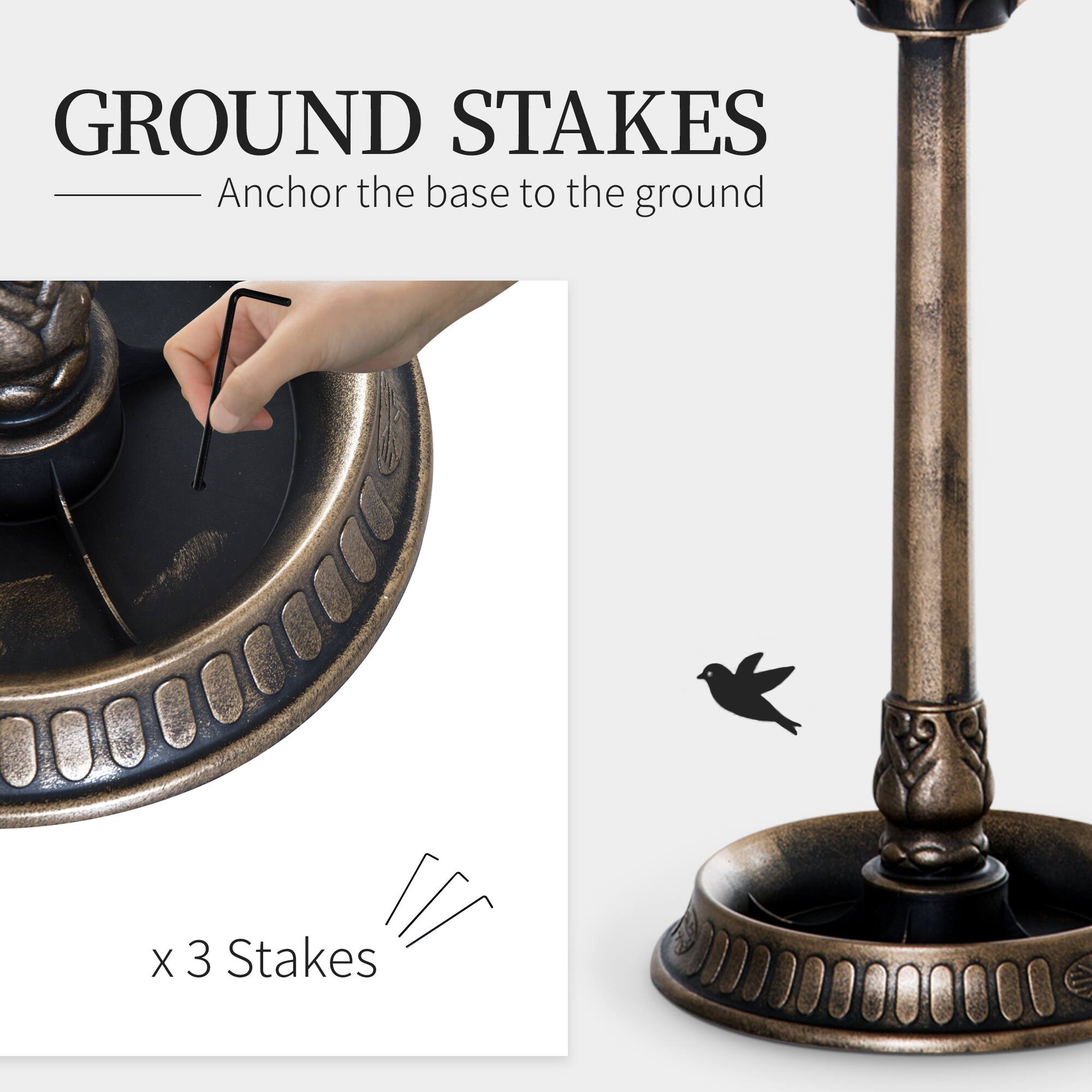 GROUND STAKES  
Anchor the base to the ground  

x 3 Stakes
