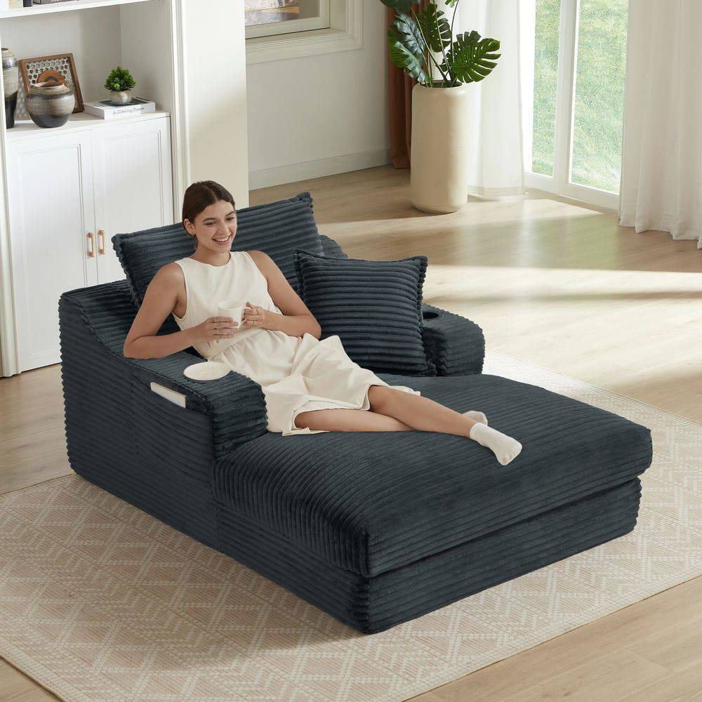 Front. Kadyn - 47.24 inch modern comfortable cushioned compression sofa with unique cushion design, Lounge chair, Dark gray - Gray.