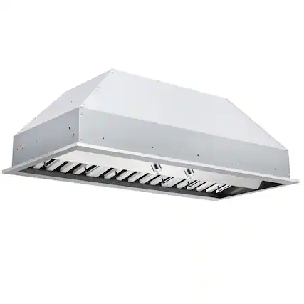 Front. Hauslane - Hauslane Pro-Style 42" IN-R200 Built-In Convertible Range Hood, 18.5” Deep (OFFICIAL) - Silver.