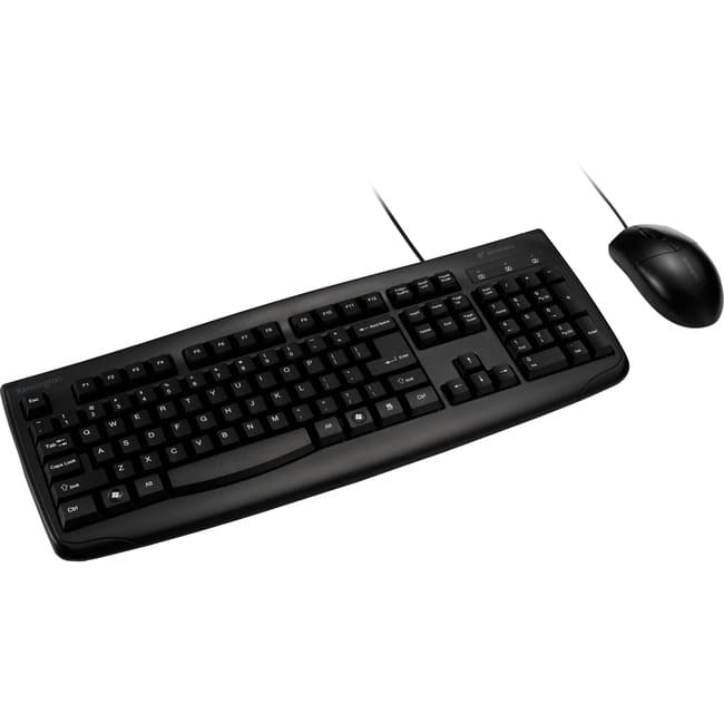 Kensington - Pro Fit Washable Wired Desktop Set - USB Cable Keyboard - 104 Key - USB Cable Mouse - Optical - 1600 dpi - Black