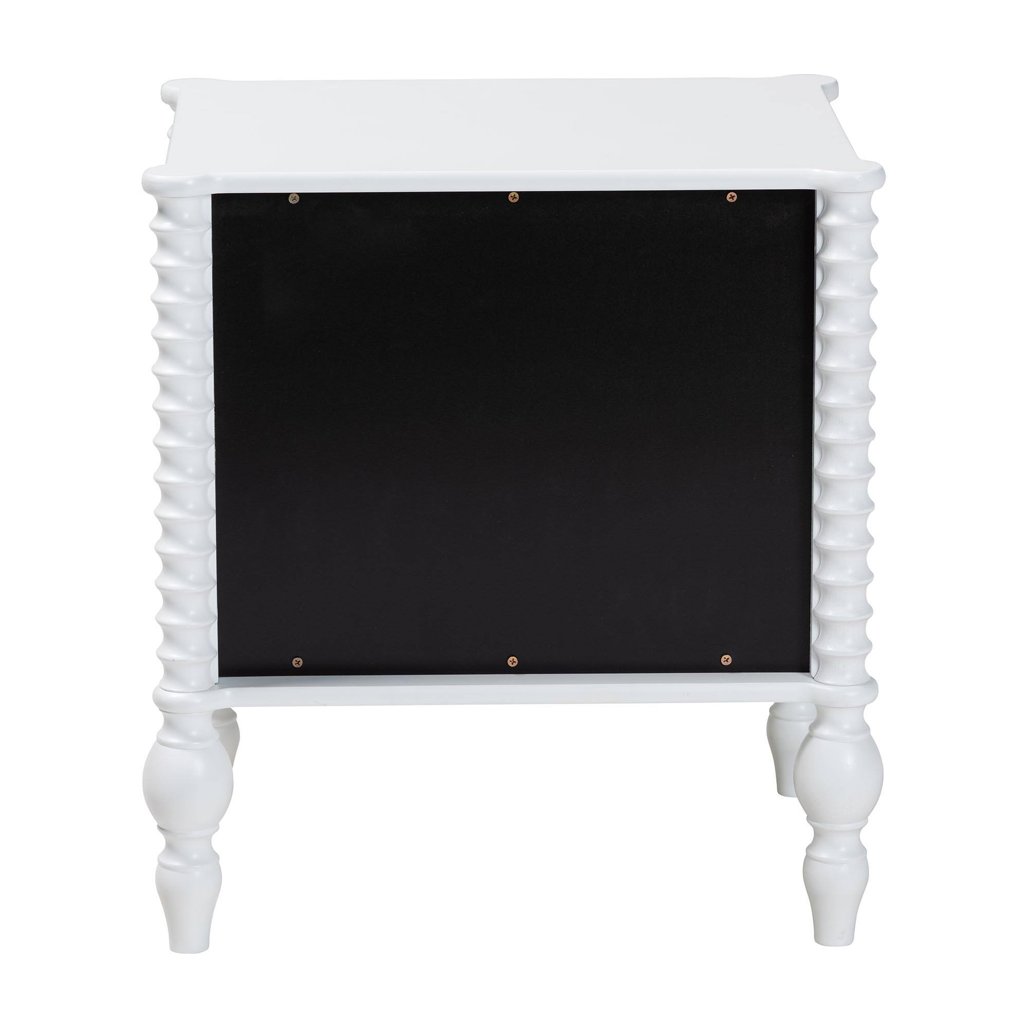 Alt View 1. Baxton Studio - Callison Spindle Nightstand - 2-Drawer Farmhouse Bedside Table with Turned Accents for Bedroom, - White.