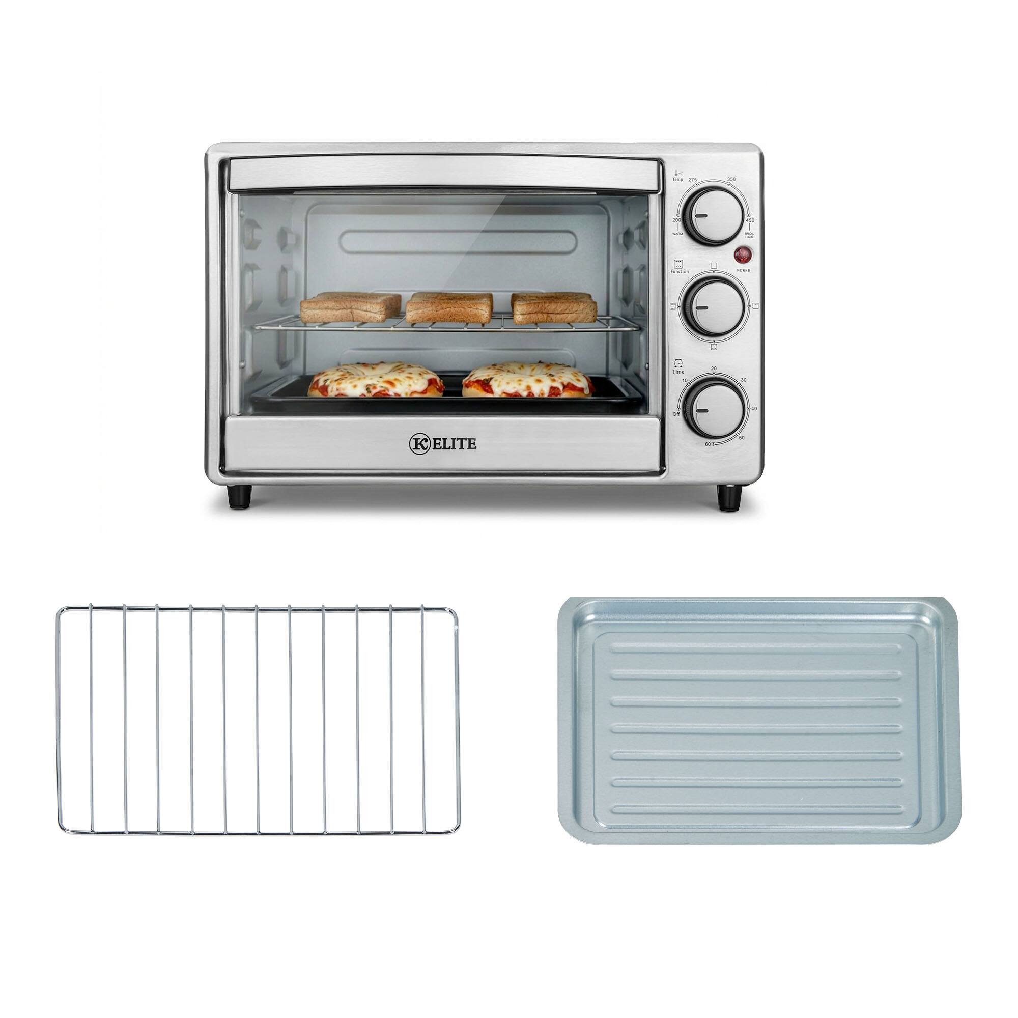 Alt View 1. Kitchen Elite - Kitchen Elite Compact Countertop Toaster Oven with Stainless Steel Tray, Silver - Stainless Steel.
