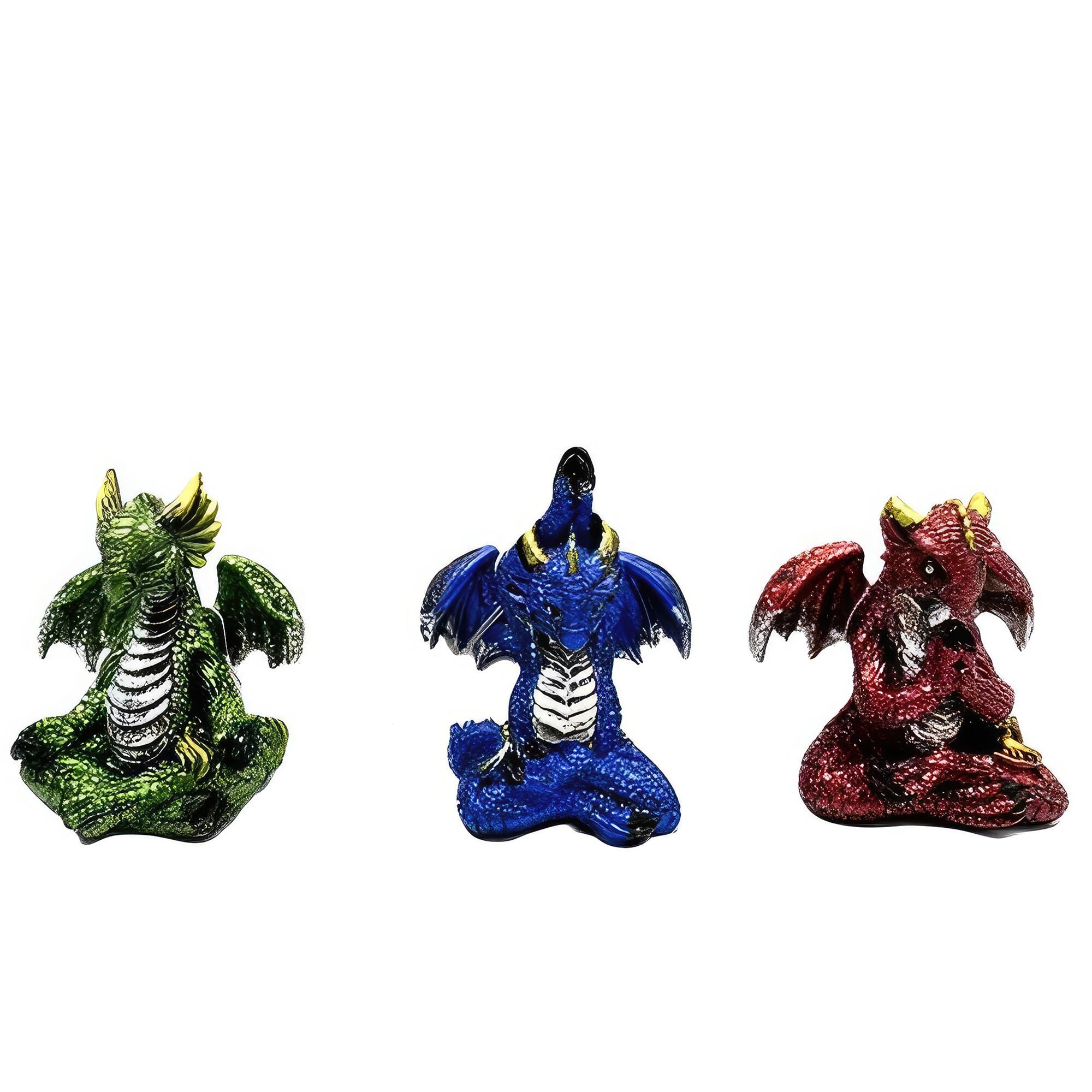 Front. FC Design - FC Design 3-PC Set 2.75"H Yoga Dragon Figurine Statue Office/Computer Desk Tabletop Medieval Gaming Home Decor Gift - Multi-Color.