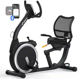 MERACH - Recumbent Exercise Bike for Home Seniors Adults with Smart Bluetooth, Exclusive App, LCD, Heart Rate Handle - Black