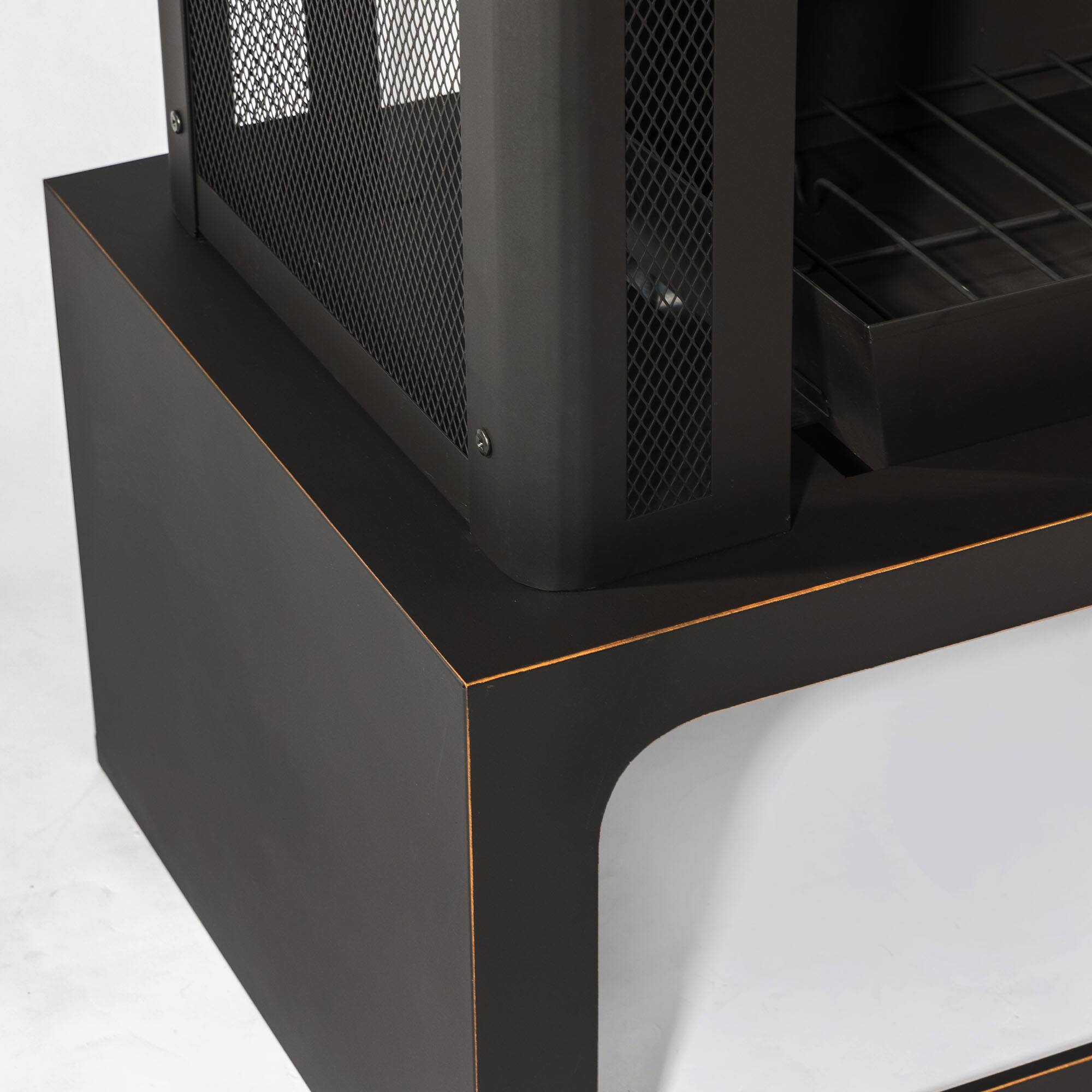 Back. Lirago - 40" Wood Burning Fire Pit Outdoor Fireplace with Chimney 50000 BTU Steel Fire Pit Black - Black.