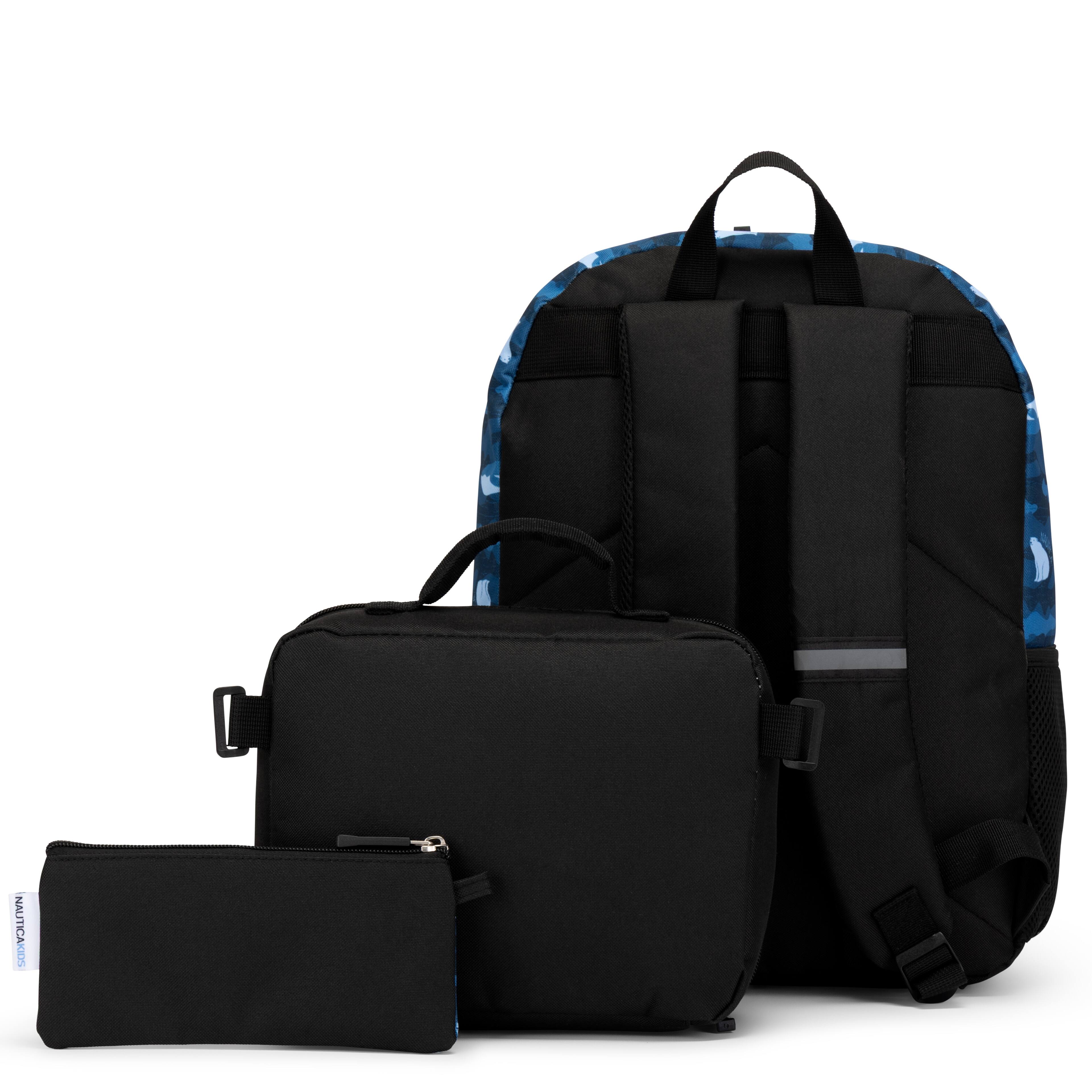 Back. Nautica - Nautica 16" Back to Basics Kids 3-Piece Backpack Set with Cushioned Back and Shoulder Straps | Polar Camo - Polar Camo.