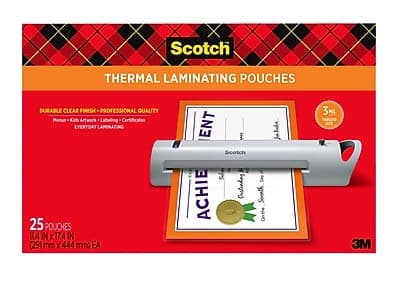 Scotch - Thermal Laminating Pouches, Menu, 3 Mil - Transparent
