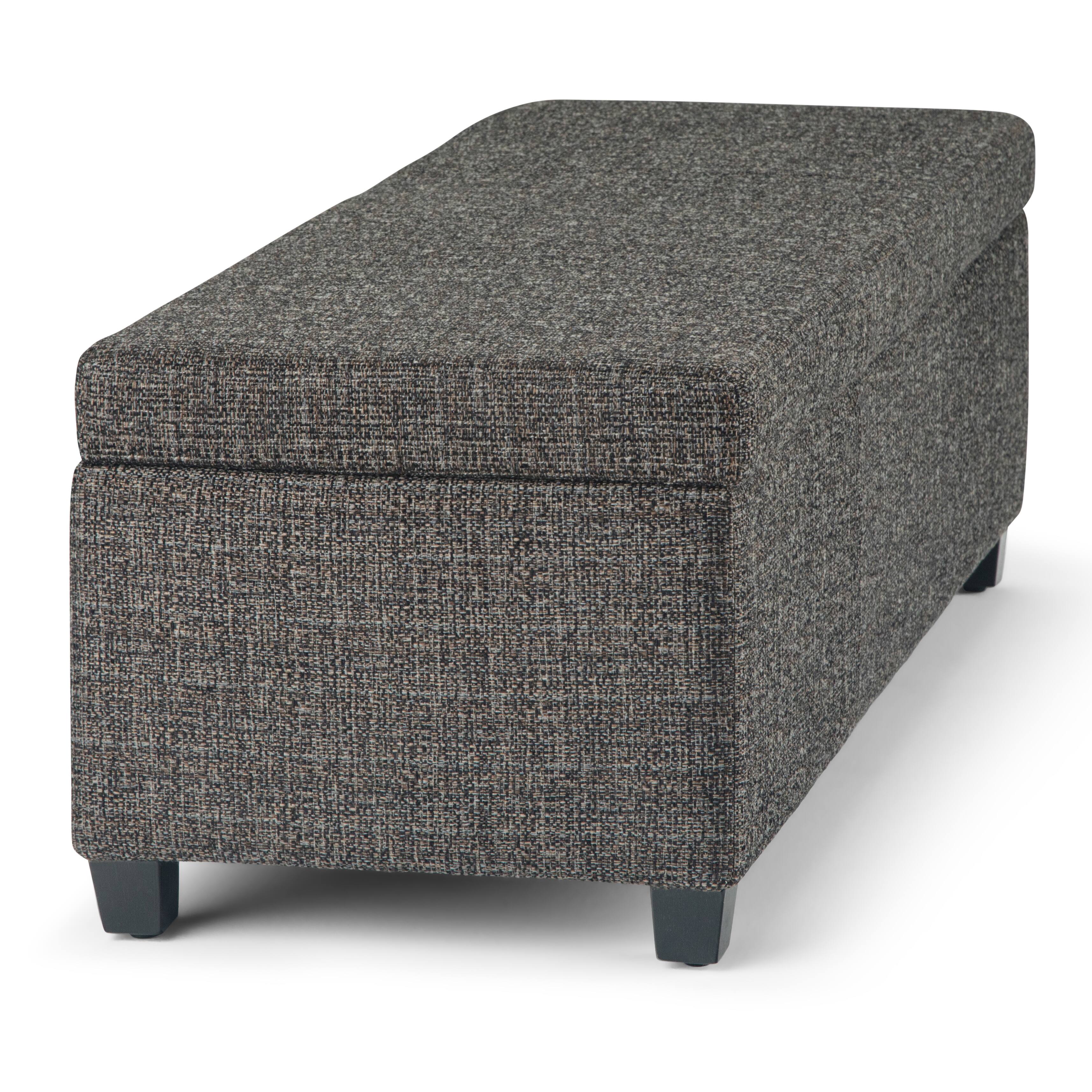 Alt View 17. Simpli Home - Avalon 48 inch Wide Contemporary Rectangle Storage Ottoman Bench - Dark Gray.