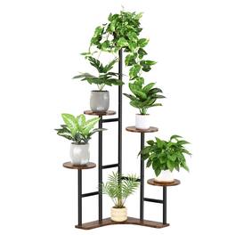 Unique Bargains - Corner Plant Stand Indoor, 6 Tier Corner Plant Shelf Flower Stand for Multiple Plants, Shelves Organizer Rack (Round) - Black