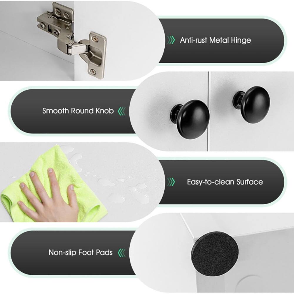 Anti-rust Metal Hinge  
Smooth Round Knob  
Easy-to-clean Surface  
Non-slip Foot Pads
