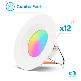 Infibrite - 5/6 In. WiFi Smart 12W 1100LM Recessed LED Definitive Series Retrofit Kit, Dimmable, Alexa/Google, Wet Rated (12 Pack) - White