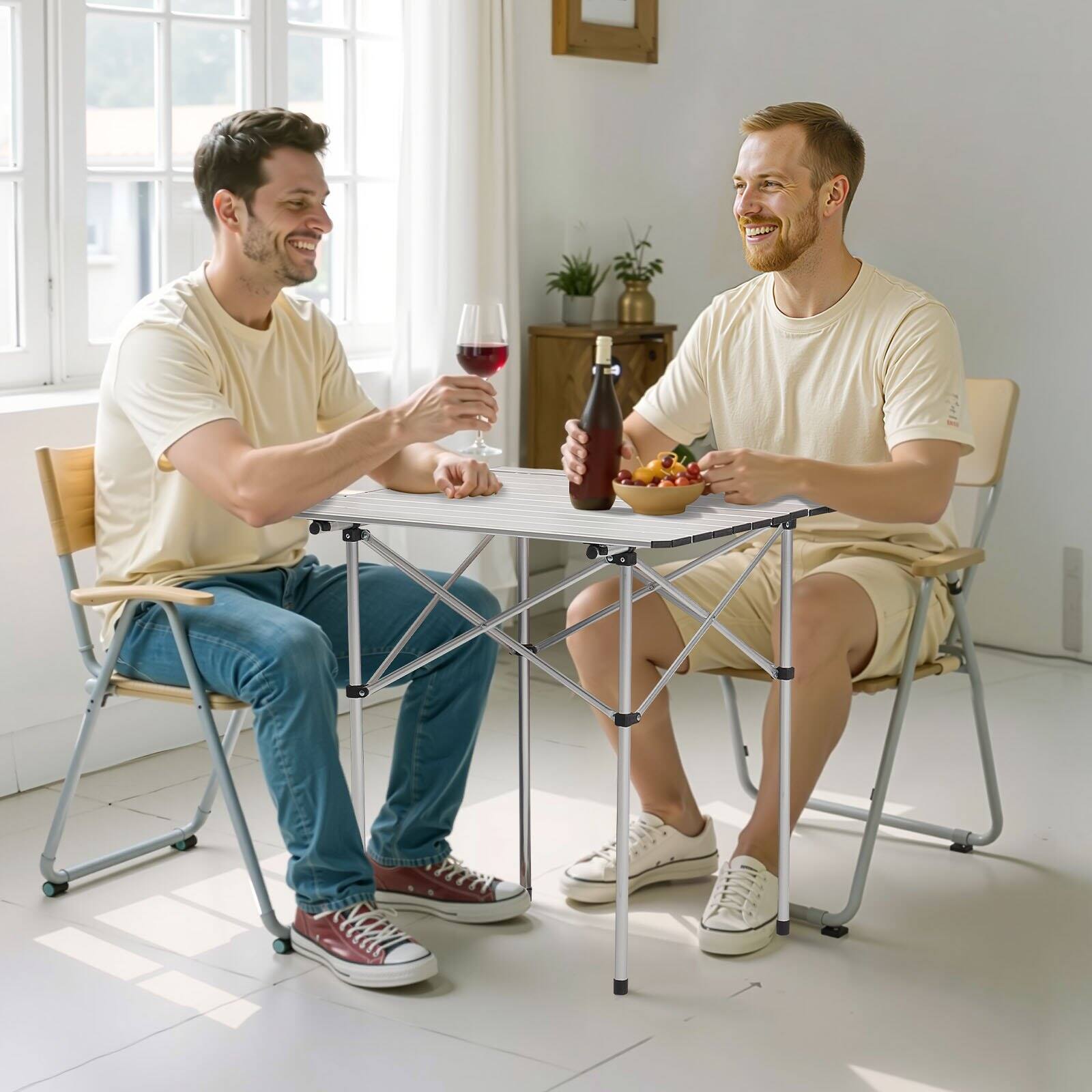 Alt View 1. Glintex - Camping Table, Roll Up Folding Camping Desk, Compact Lightweight with Carry Bag for Travel & Outdoor BBQ - Silver.