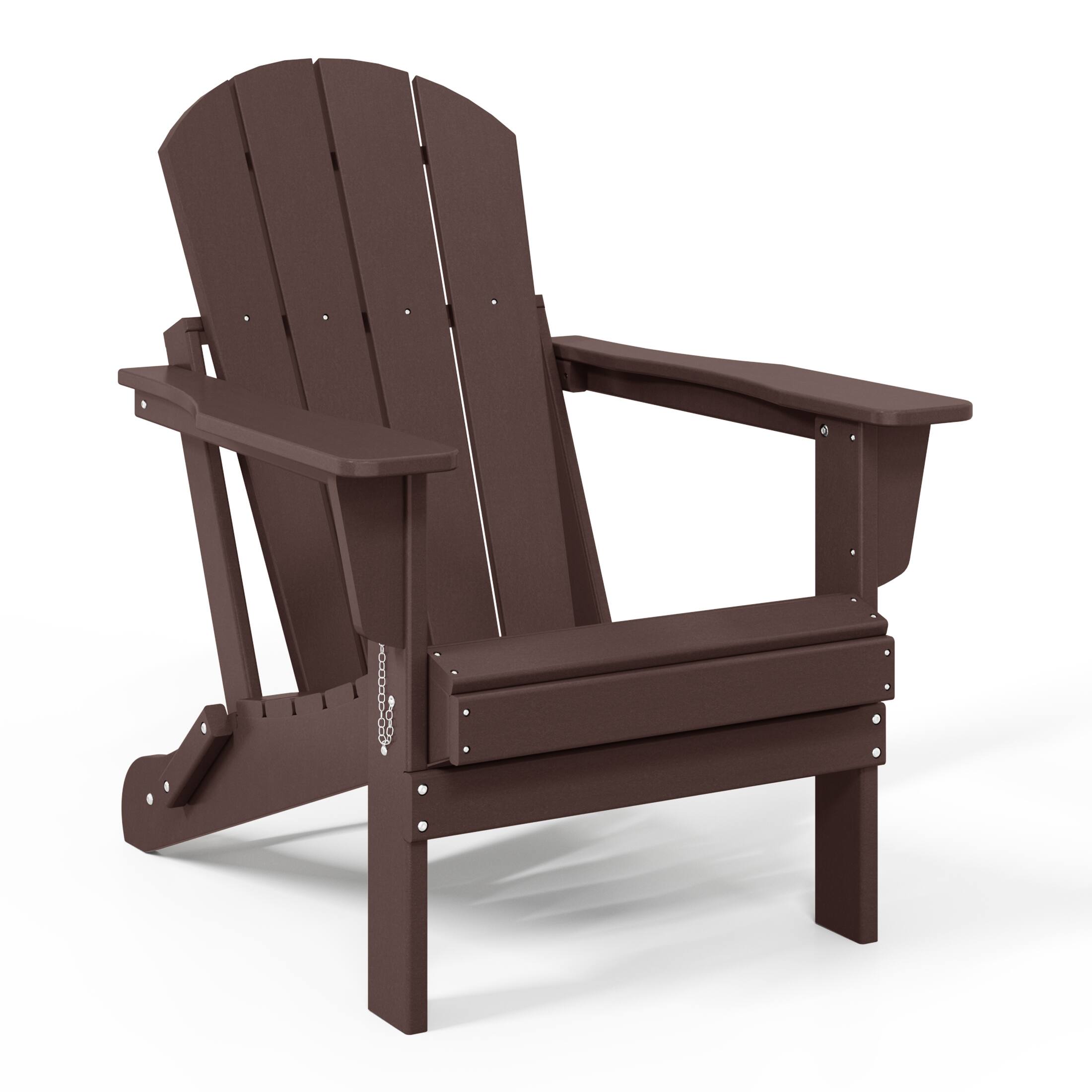 Left. WestinTrends - WestinTrends Malibu Outdoor HDPE Folding Poly Adirondack Chairs (Set of 4) - Dark Brown.