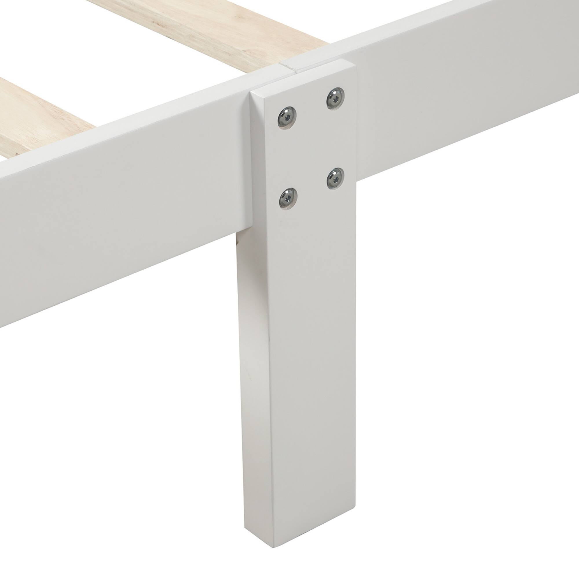 Alt View 9. GOODSILO - Modern Solid Wood Twin Platform Bed Frame with Integrated Headboard and Footboard for Minimalist Bedroom Decor - White.