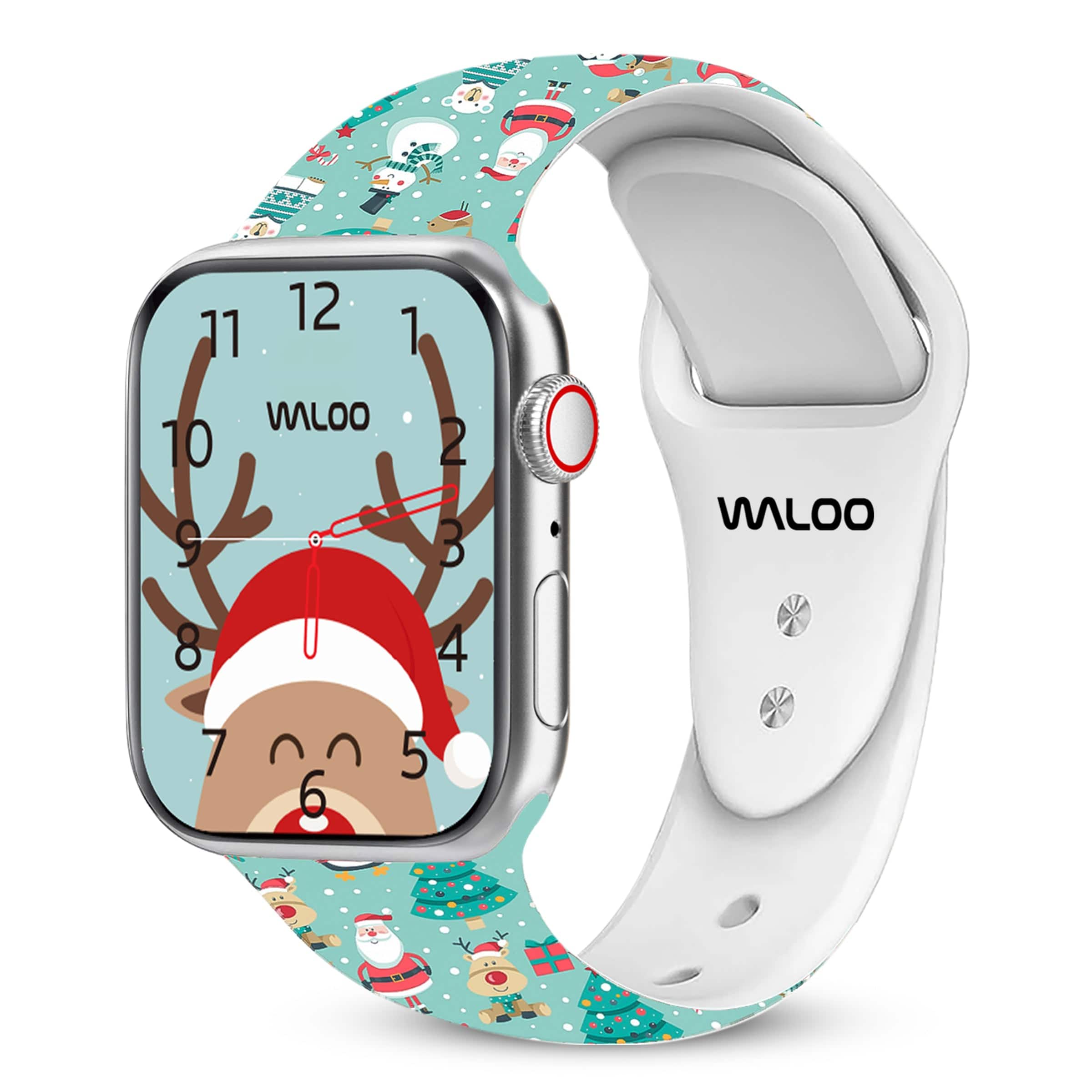 Waloo - Christmas/Holiday Fun Silicone Sport Band For Apple Watch - Teal Snowman price history on PriceWatchPro