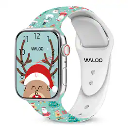 Waloo - Christmas/Holiday Fun Silicone Sport Band For Apple Watch - Teal Snowman