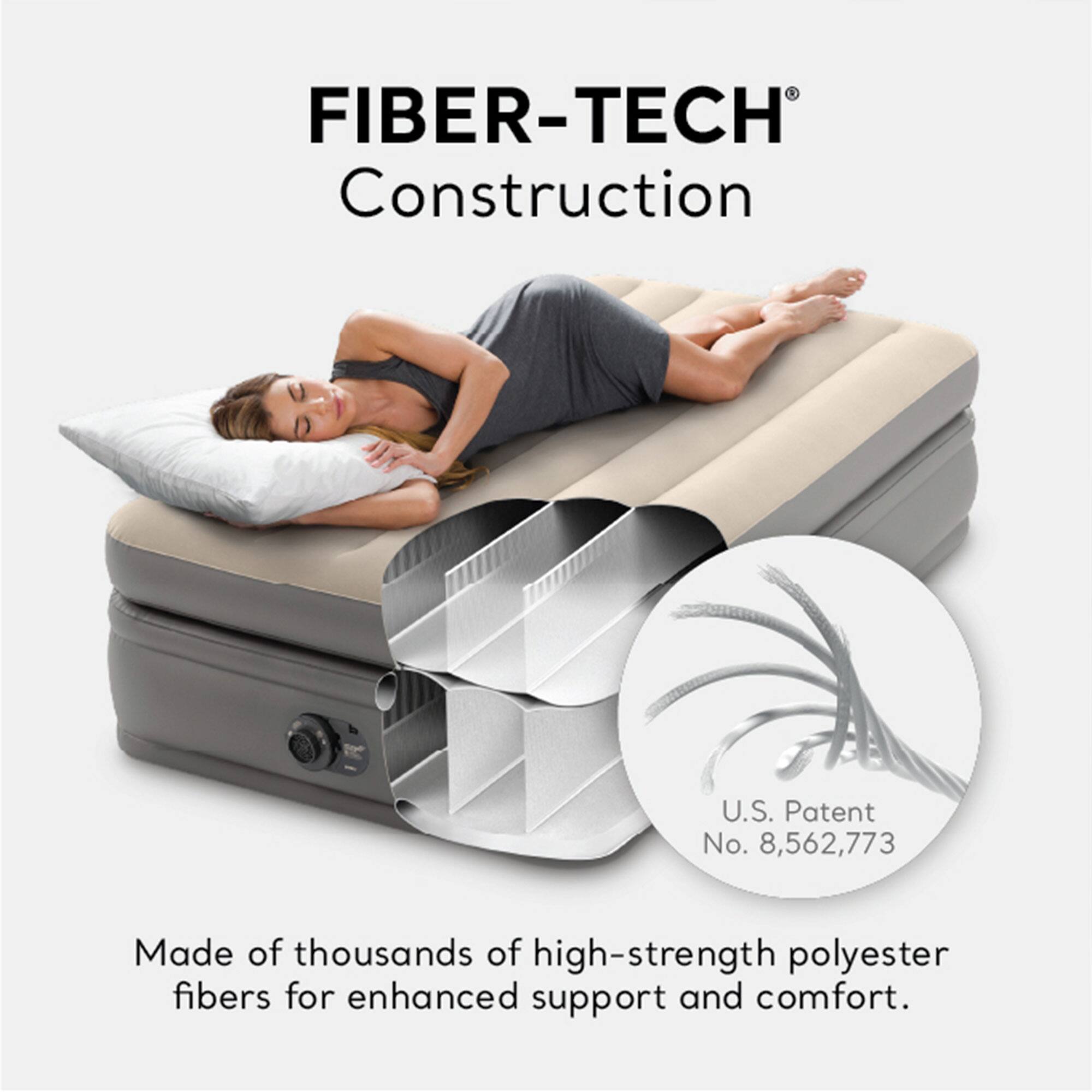 FIBER-TECH® Construction

Made of thousands of high-strength polyester fibers for enhanced support and comfort.

U.S. Patent No. 8,562,773