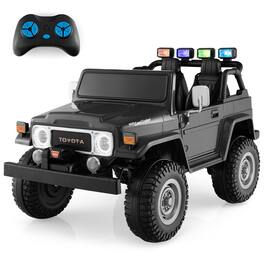 Costway - 2 Seater Ride On Truck Car 12V Licensed Toyota FJ40 RC w/ Laser Light & Music - Black
