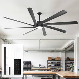 Parrot Uncle - 100-inch Industrial Extra Large Commercial HVLS LED Ceiling Fan with 8 ABS Blades and Remote Control - Black