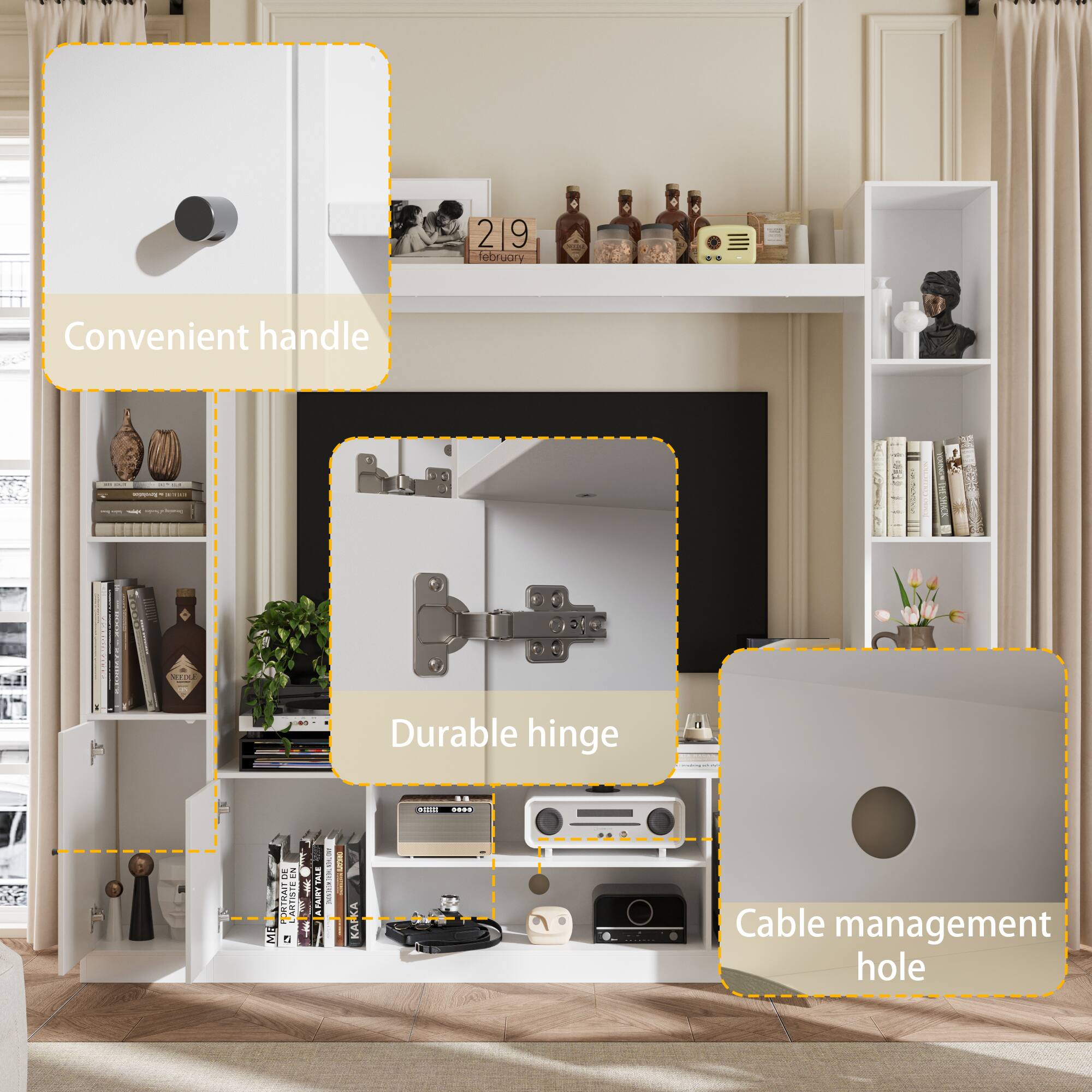 2 9 February Convenient handle | - | 1 I I - I - : | - SIA Durable hinge .... .. 3 5 SRLUYU SUU 1 i 15 I : : FA Cable management hole