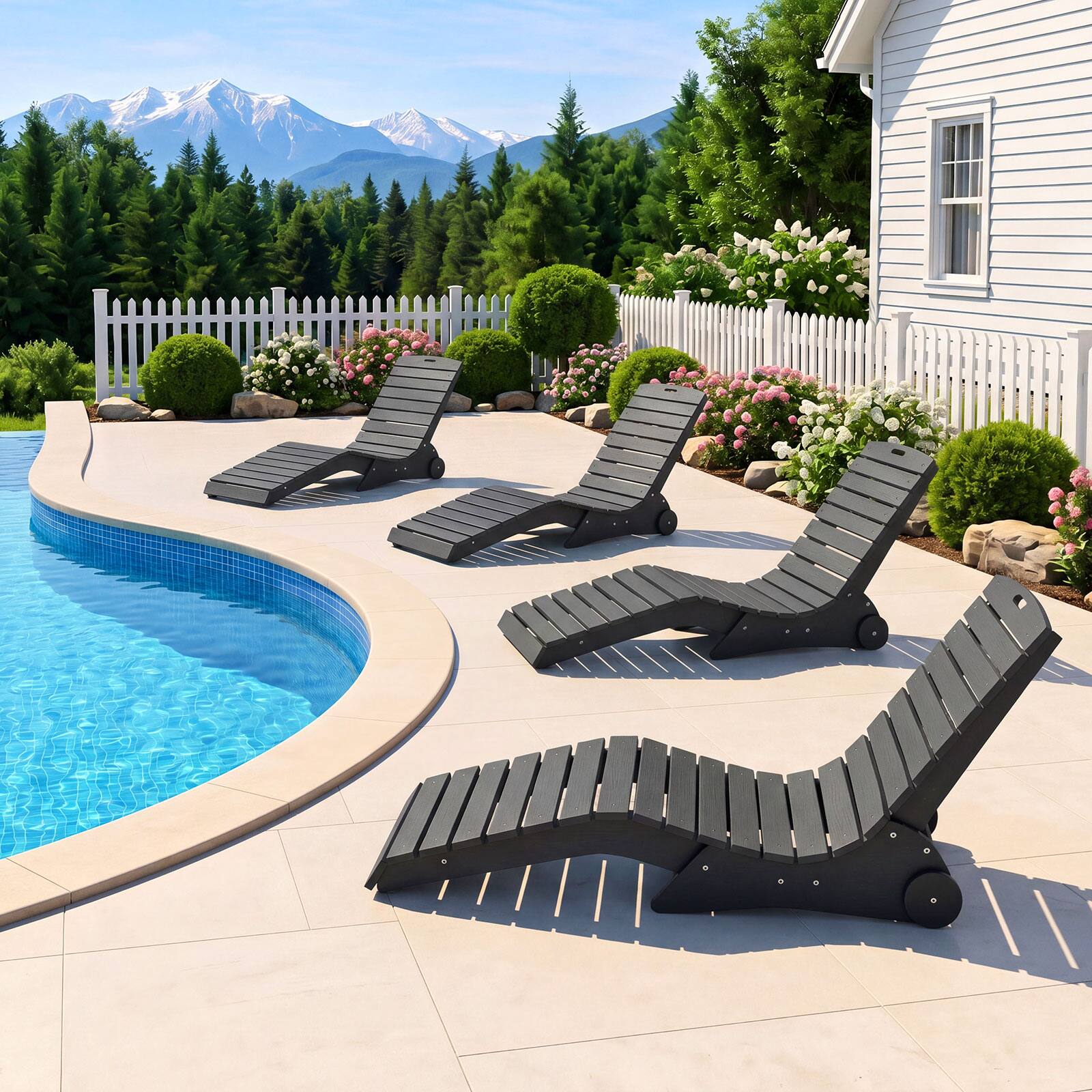 Alt View 7. Gymax - Gymax In-Pool Lounge Chair Ergonomic S-Curve HDPE Pool Chaise Lounger w/ Wheels Dark Gray - Gray.