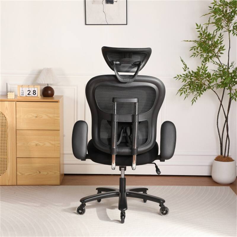 Alt View 1. HTUTWOO - 500LBS Big and Tall Office Chair, Mesh Breathable,Adjustable Backrest & Headrest,Adaptive Lumbar Support,2D Flip-Up Arms - Black.
