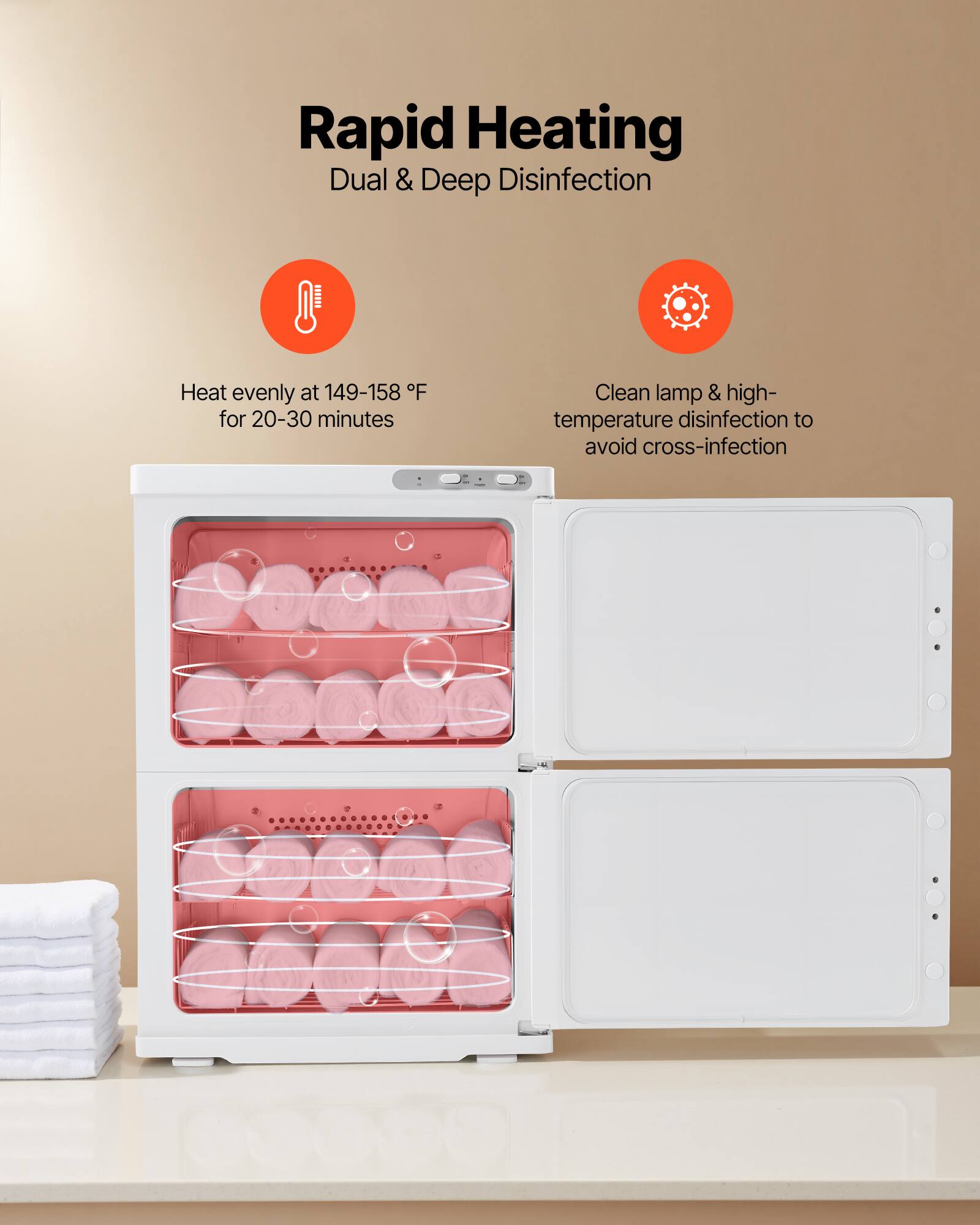 Rapid Heating  
Dual & Deep Disinfection  

Heat evenly at 149-158 °F for 20-30 minutes  

Clean lamp & high-temperature disinfection to avoid cross-infection
