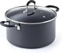 Cook N Home - Professional 6qt Hard Anodized Nonstick StockPot, Soup pot w/ Lid, Seafood Boil, Crab, Pasta, Oven Safe - Black