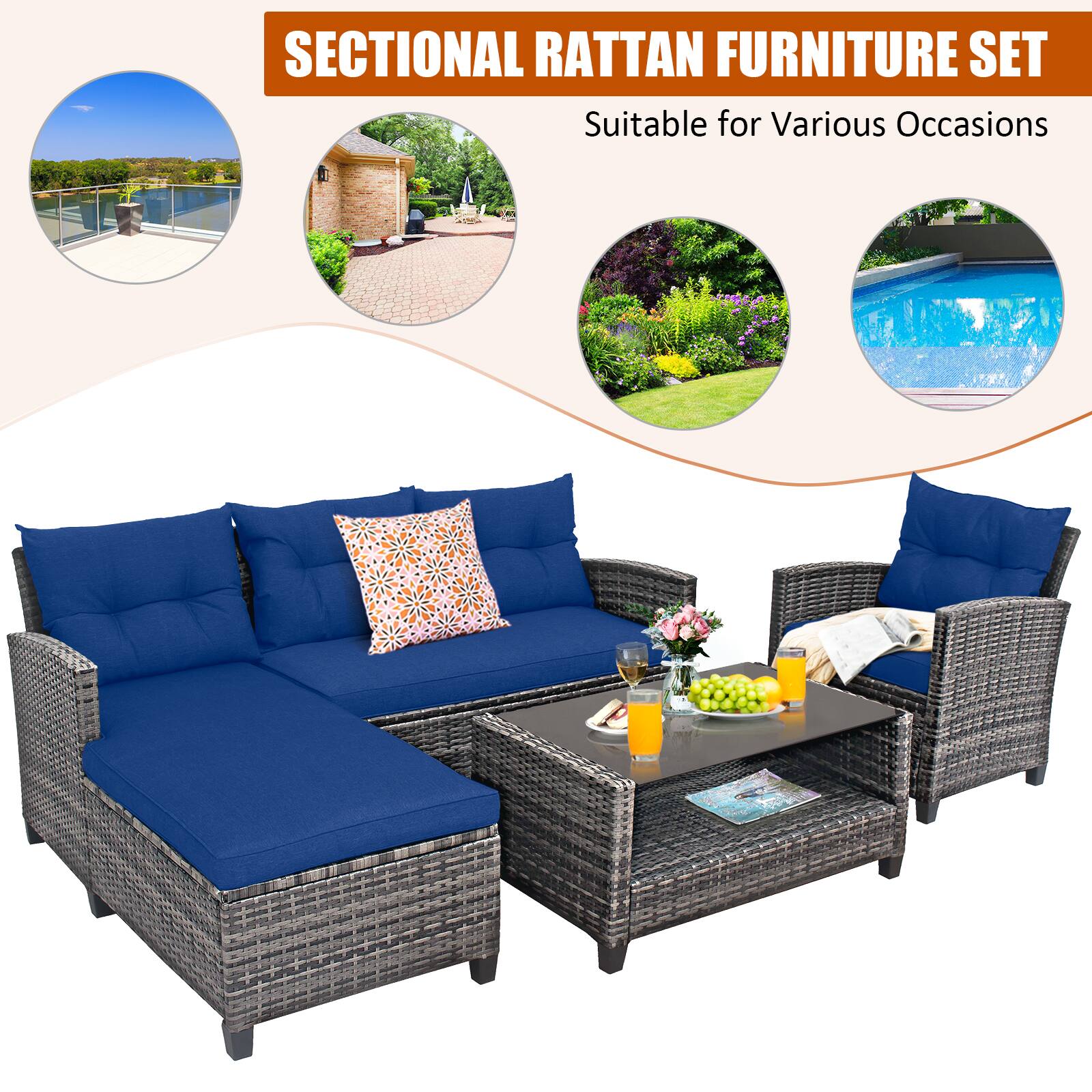 SECTIONAL RATTAN FURNITURE SET  
Suitable for Various Occasions