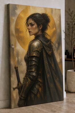 FC Design - Large Ready-to-Hang 24x36"- Warrior Woman Armor Portrait Art Painting Home Wall Décor - MultiColor