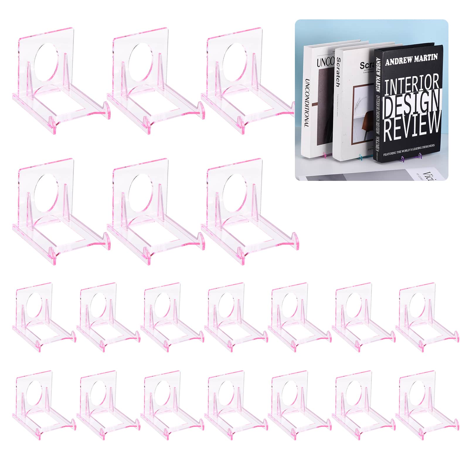 Unique Bargains - 20pcs Book Display Stands, 2" Adjustable Display Holder Mini Clear Easel Collector Stand for Comics, Magazines, DVDs