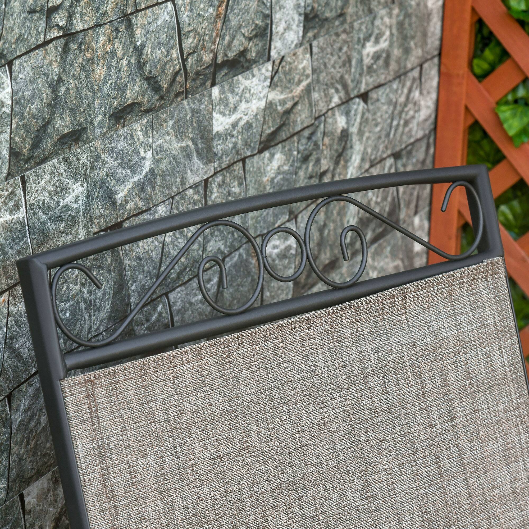 Alt View 4. Outsunny - Outdoor Glider Chairs with Coffee Table, Patio 2-Seat Rocking Chair Swing with Breathable Sling for Backyard - Brown.