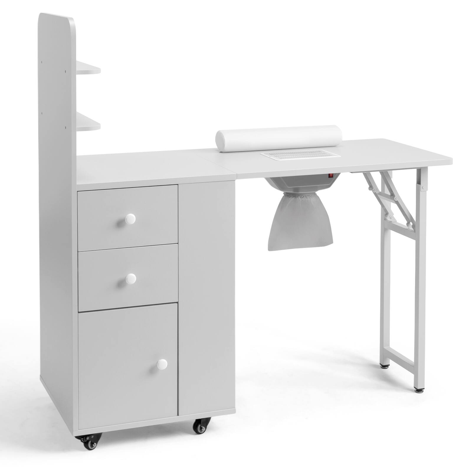 Alt View 7. Winado - Foldable Manicure Table for Nail Tech, Nail Desk Station Makeup Storage Table - White.