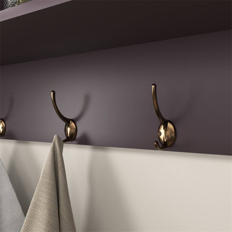 Alt View 4. ALEXOUN - Wall-Mounted Coat Rack with 4 Dual Hooks - MDF Entryway Shelf and Cubby Storage, 38" Wide, 55 lbs Capacity, 1pc - Espresso.