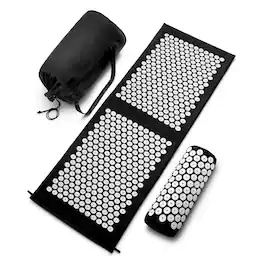 Sorbus - Sivan Acupressure Mat and Pillow Set for Stress, Back & Neck Pain, Acupuncture, Muscle Relaxation, Sciatica, Meditation - Black white