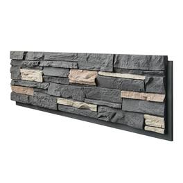 LOVMOR - 1 Pack Faux Stone Wall Covering Panels for Interior and Exterior Decor PU Stone Veneer Exterior Exterior Siding Panels - Roman Black B Stone