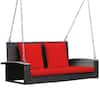Front. Costway - Costway 2-Person Patio Rattan Hanging Porch Swing Bench Chair Cushion - Red.