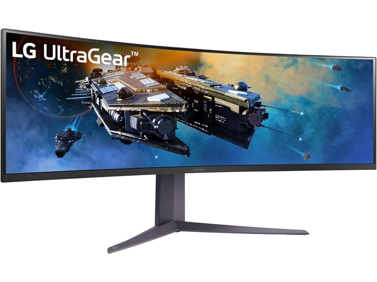 Alt View 1. LG - LG 45" UltraGear DQHD 200Hz 1ms HDR600 Curved Gaming Monitor, AMD FreeSync, Adjustable Stand 45GR65DC-B.