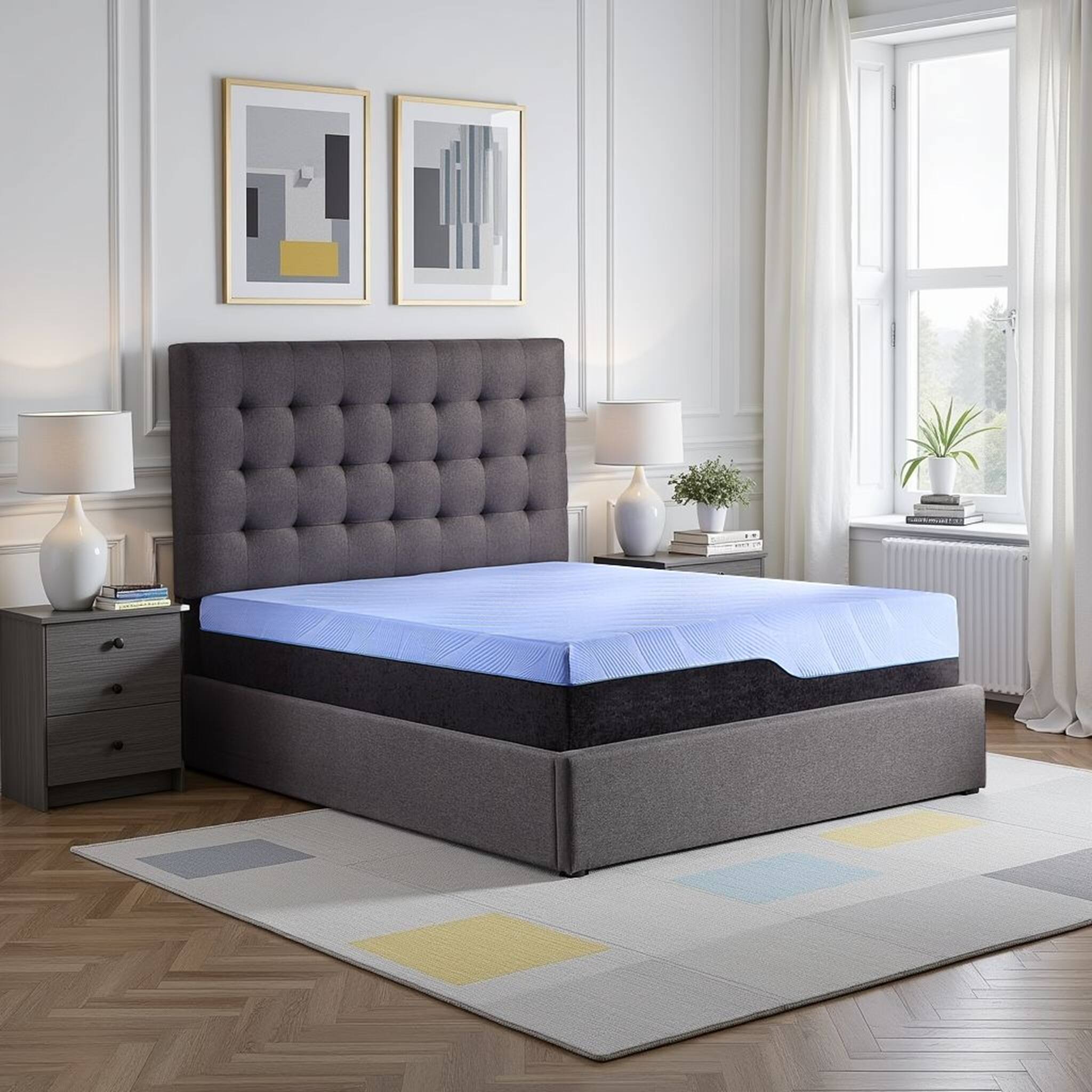 Alt View 1. Glintex - Full 12 Inch Hybrid Cooling Gel Memory Foam and Coil Mattress for Adults - Blue.