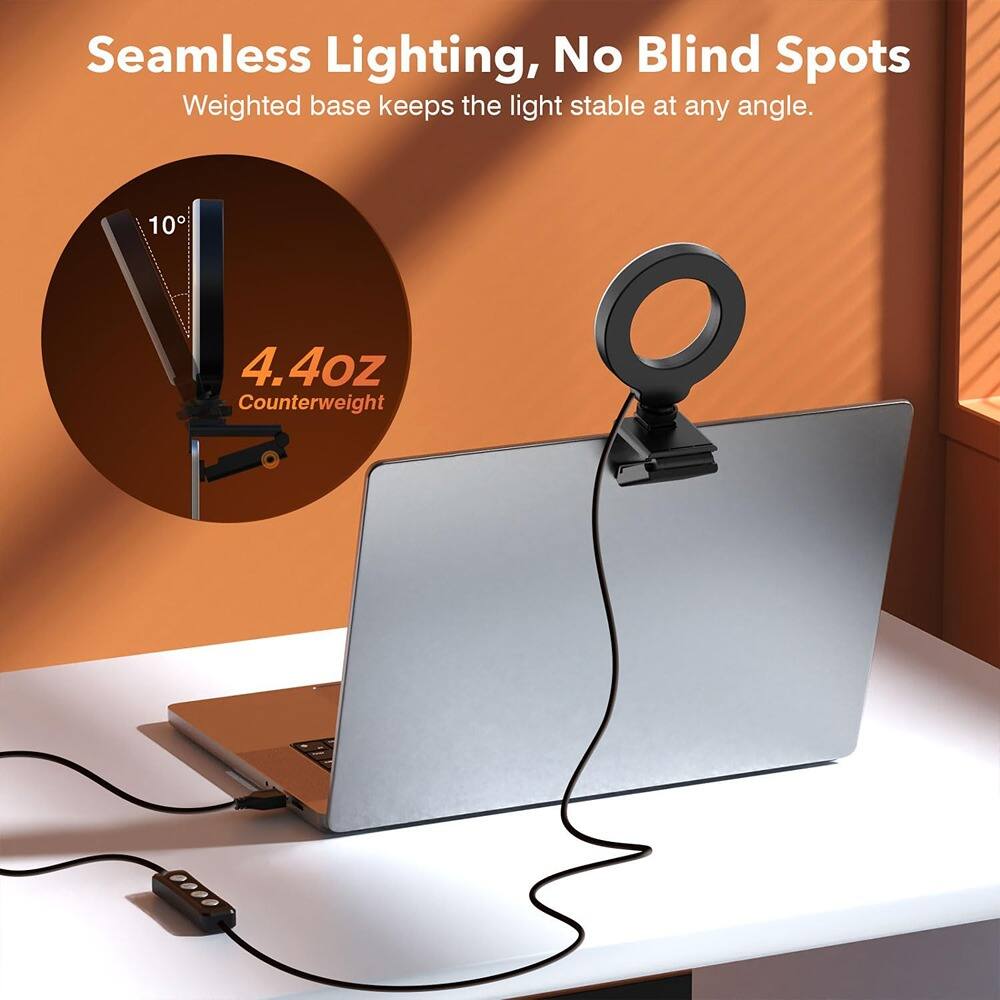 Seamless Lighting, No Blind Spots  
Weighted base keeps the light stable at any angle.  

10°  
4.4oz Counterweight