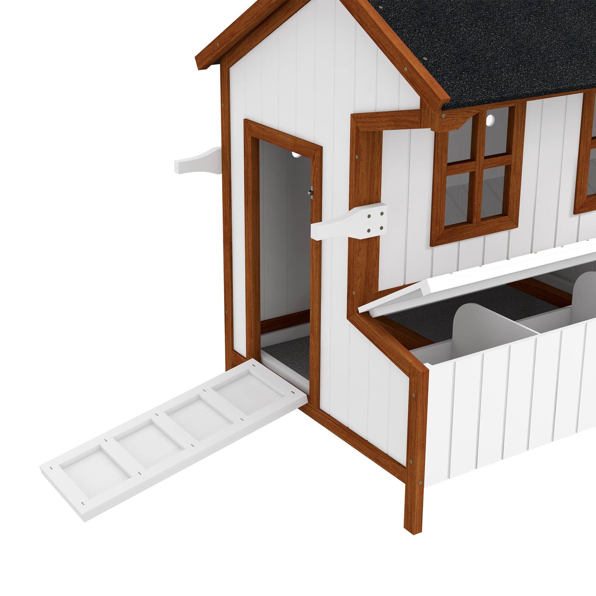 Alt View 7. Pawhut - 47" Chicken Coop Wooden Chicken House Rabbit Hutch with Nesting Box.
