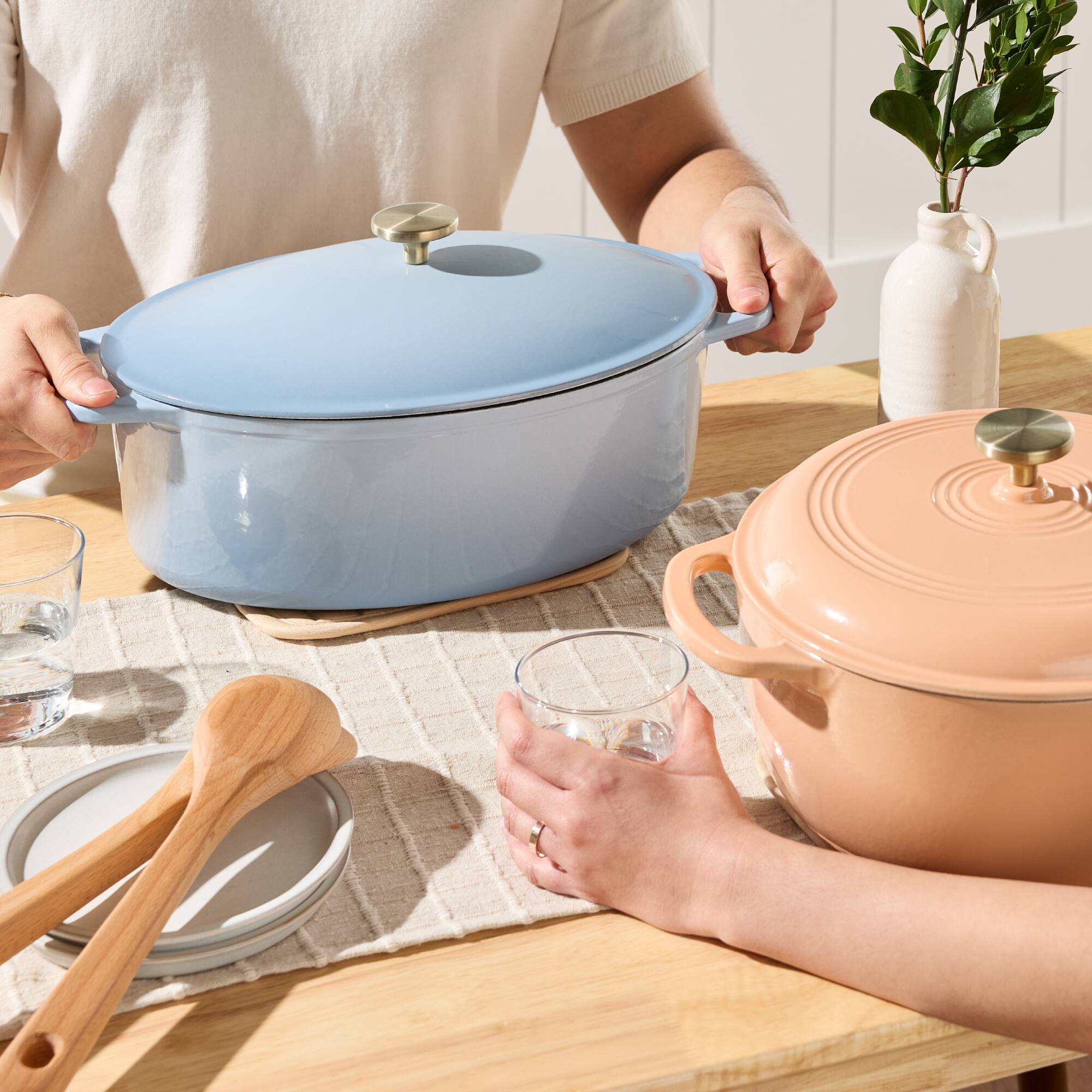 Alt View 4. Best Choice Products - Best Choice Products Oval 7.5 Quart Cast-Iron Dutch Oven, Heavy-Duty w/ Enamel, Side Handles - Cornflower Blue - Cornflower Blue.