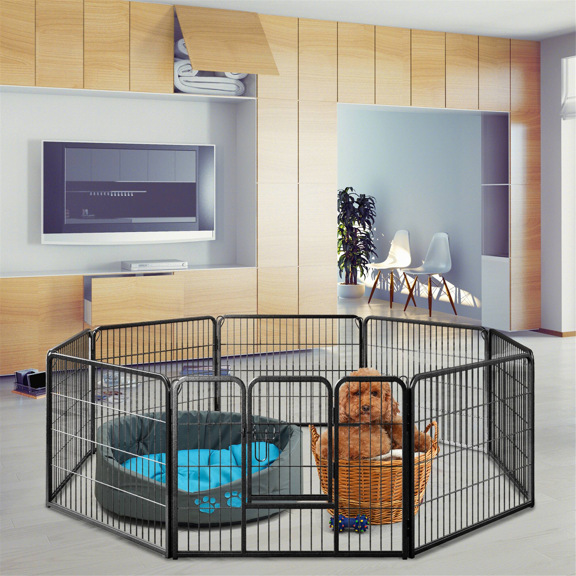 Alt View 4. Gymax - Gymax Dog Playpen Indoor Outdoor 8 Panel 24'' Height Pet Fence for Puppy w/ Door.
