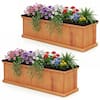 Front. Costway - Costway 2 PCS Wood Raised Garden Bed with Drainage Holes, Liner for Flowers Vegetables Herbs - Orange.