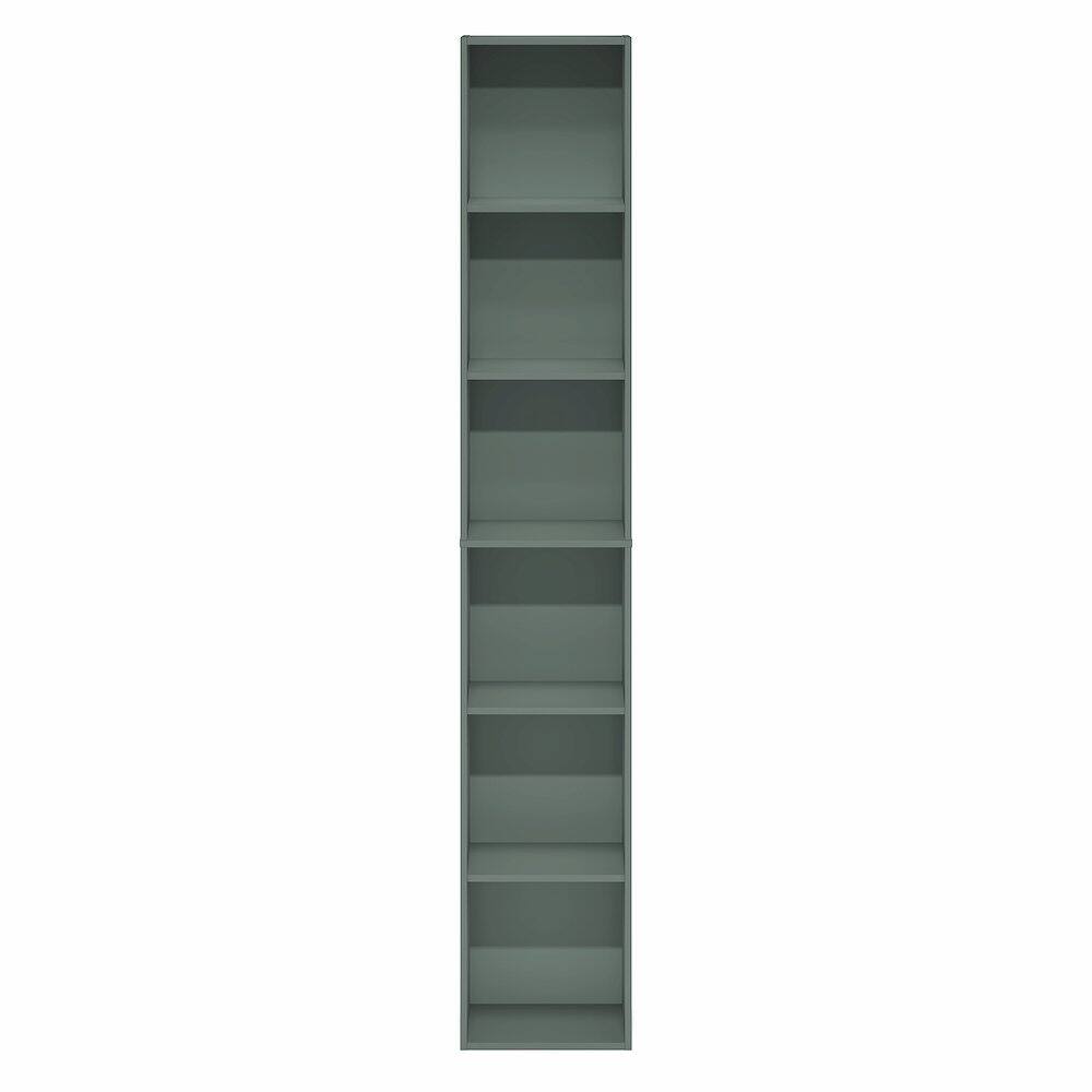 Left. Furinno - LUDER Book Shelf, 6-Tier Tall Modern Bookshelf, Bookcase with Open Shelving, Floor Standing Shelves, 9.3 x 12 x 71 - Sage Green.